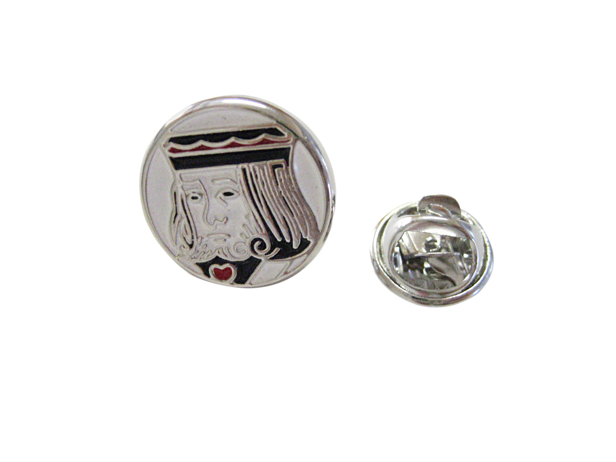 Silver Toned Card Face Pendant Lapel Pin