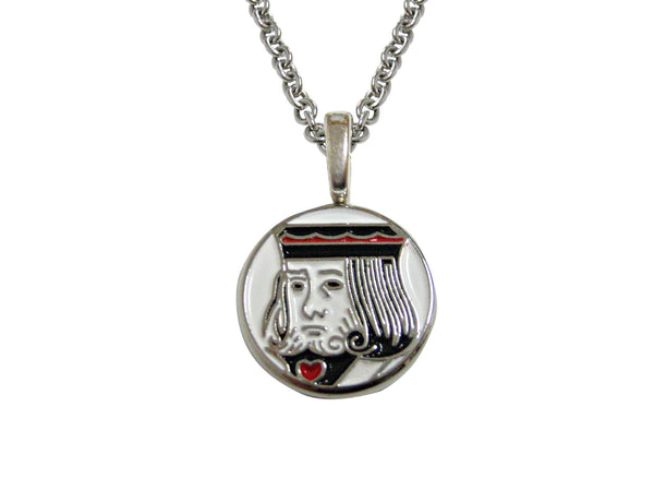 Silver Toned Card Face Pendant Necklace