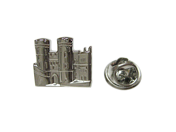 Silver Toned Castle Lapel Pin
