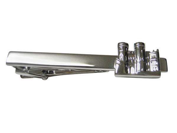 Silver Toned Castle Square Tie Clip