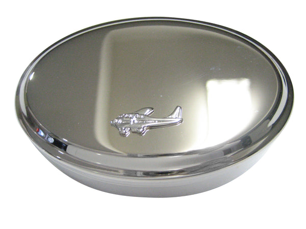 Silver Toned Cessna Plane Oval Trinket Jewelry Box