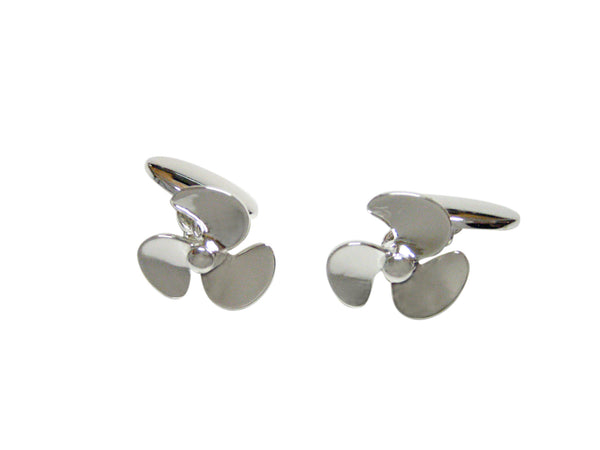 Silver Toned Chain Nautical Propellor Cufflinks