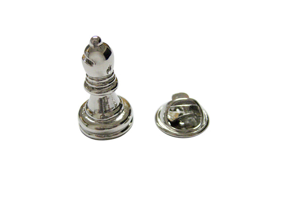 Silver Toned Chess Bishop Piece Lapel Pin