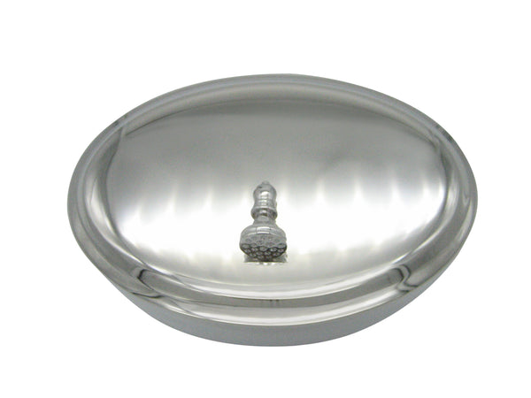 Silver Toned Chess Bishop Piece Oval Trinket Jewelry Box