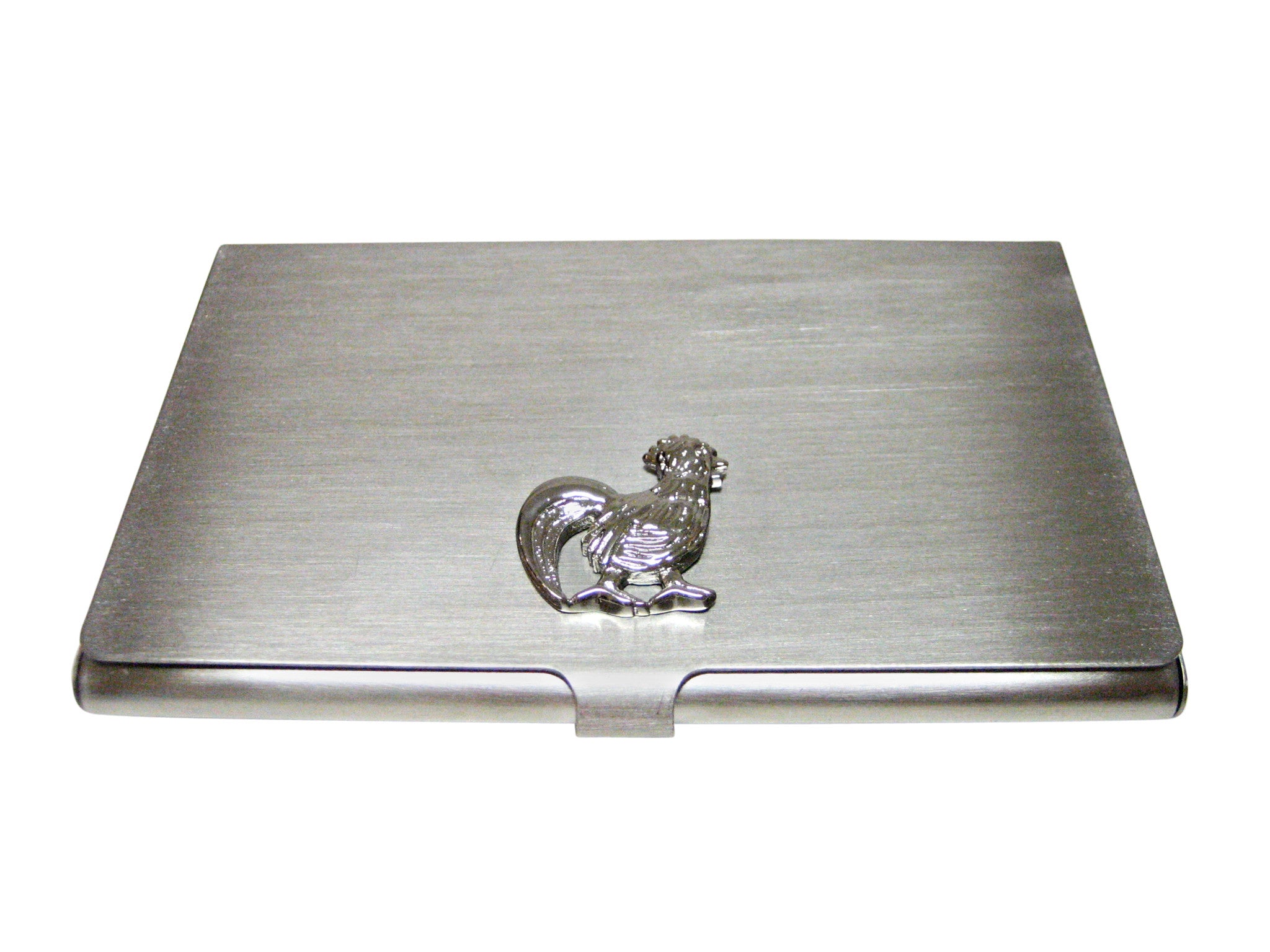 Silver Toned Chicken Business Card Holder