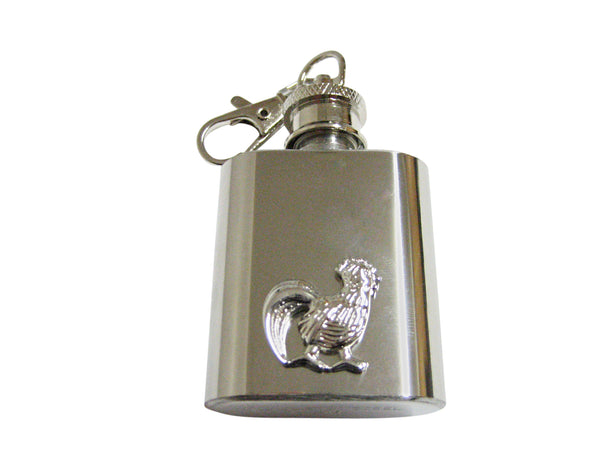 Silver Toned Chicken Keychain Flask