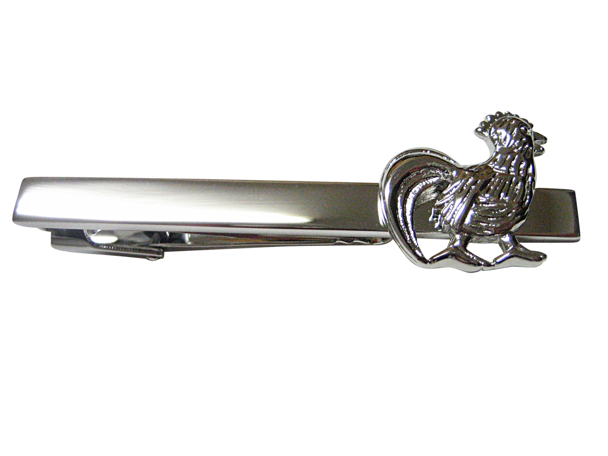 Silver Toned Chicken Square Tie Clip