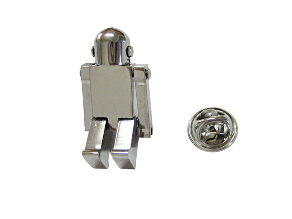 Silver Toned Chrome Robot Lapel Pin