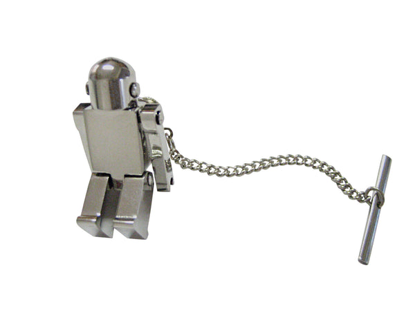Silver Toned Chrome Robot Tie Tack