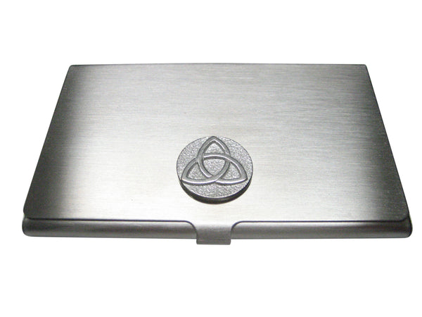 Silver Toned Circular Celtic Trinity Knot Business Card Holder