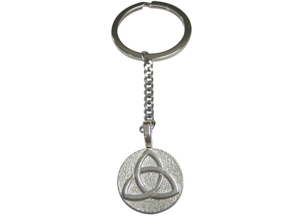 Silver Toned Circular Celtic Trinity Knot Pendant Keychain