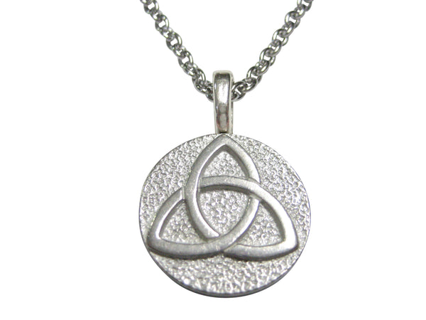 Silver Toned Circular Celtic Trinity Knot Pendant Necklace