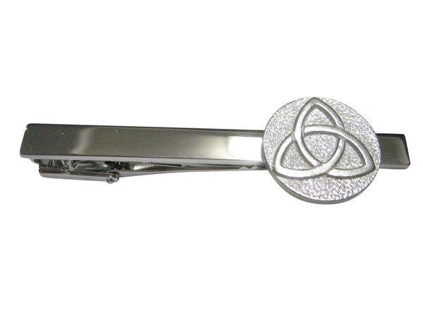 Silver Toned Circular Celtic Trinity Knot Tie Clip