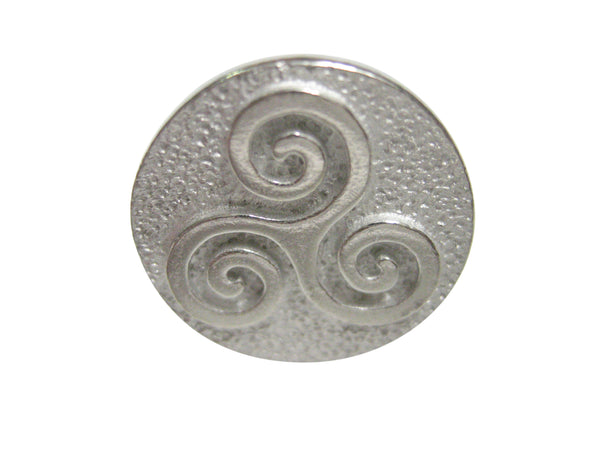 Silver Toned Circular Celtic Triple Tiskelion Spiral Adjustable Size Fashion Ring