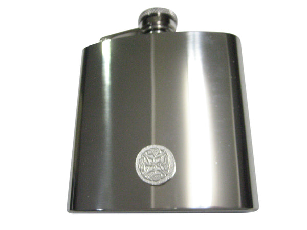 Silver Toned Circular Intricate Celtic Design 6oz Flask