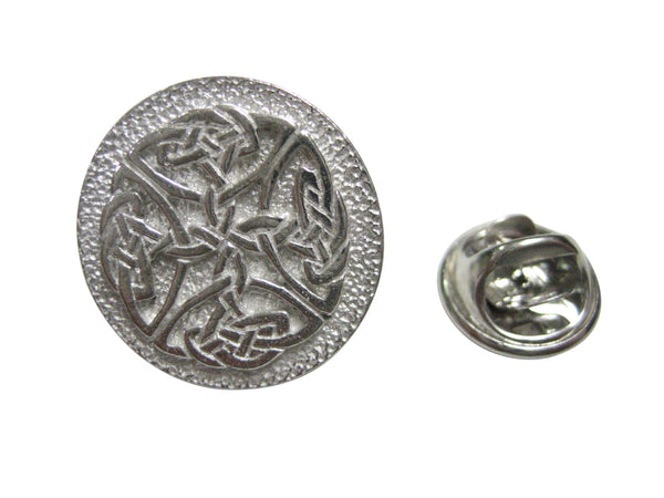 Silver Toned Circular Intricate Celtic Design Lapel Pin