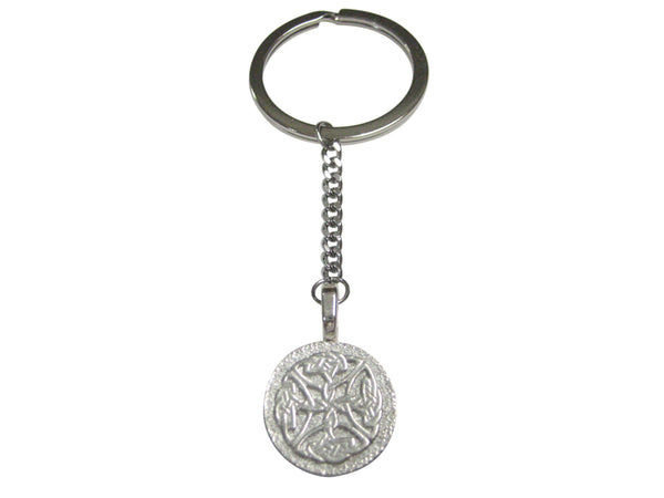 Silver Toned Circular Intricate Celtic Design Pendant Keychain