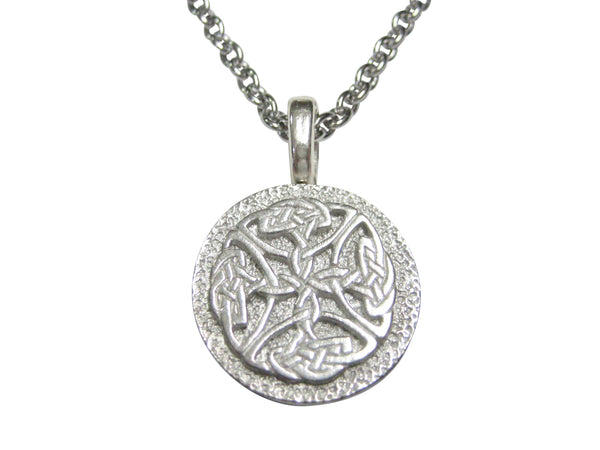 Silver Toned Circular Intricate Celtic Design Pendant Necklace