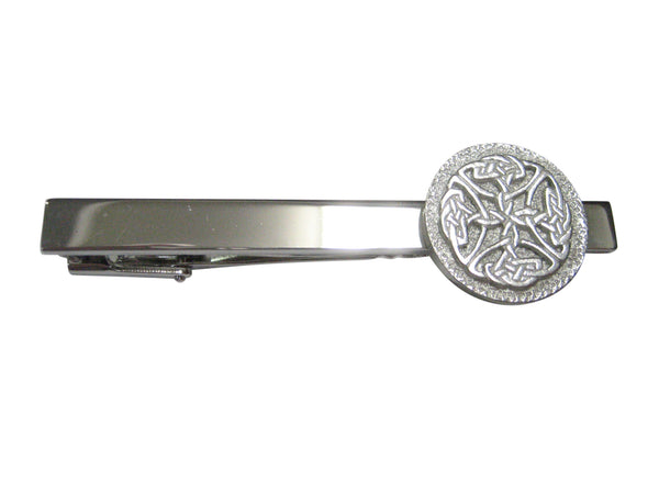 Silver Toned Circular Intricate Celtic Design Tie Clip