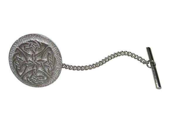 Silver Toned Circular Intricate Celtic Design Tie Tack
