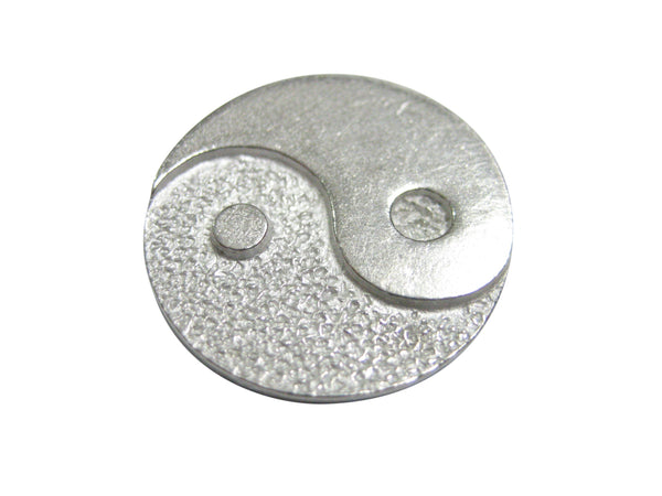 Silver Toned Circular Yin and Yang Symbol Magnet