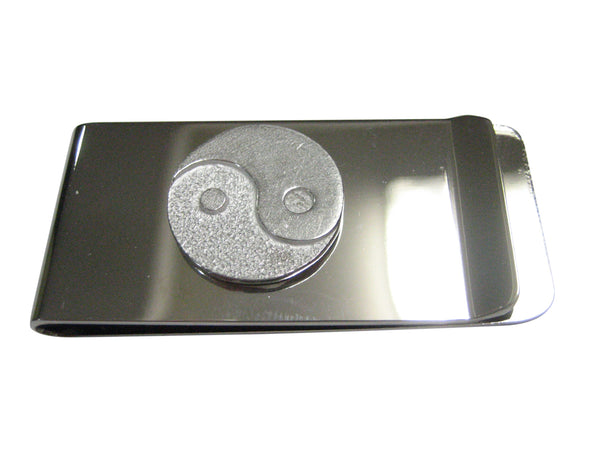 Silver Toned Circular Yin and Yang Symbol Money Clip