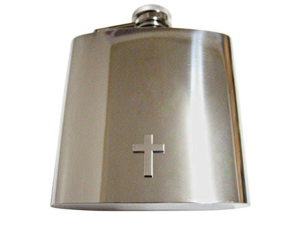 Silver Toned Classic Religious Cross Large Flask