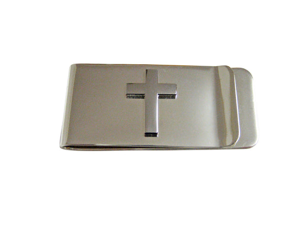 Silver Toned Classic Religious Cross Money Clip