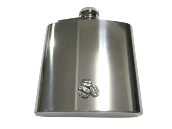 Silver Toned Coffee Beans 6oz Flask