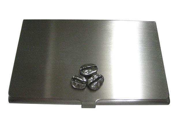 Silver Toned Coffee Beans Business Card Holder