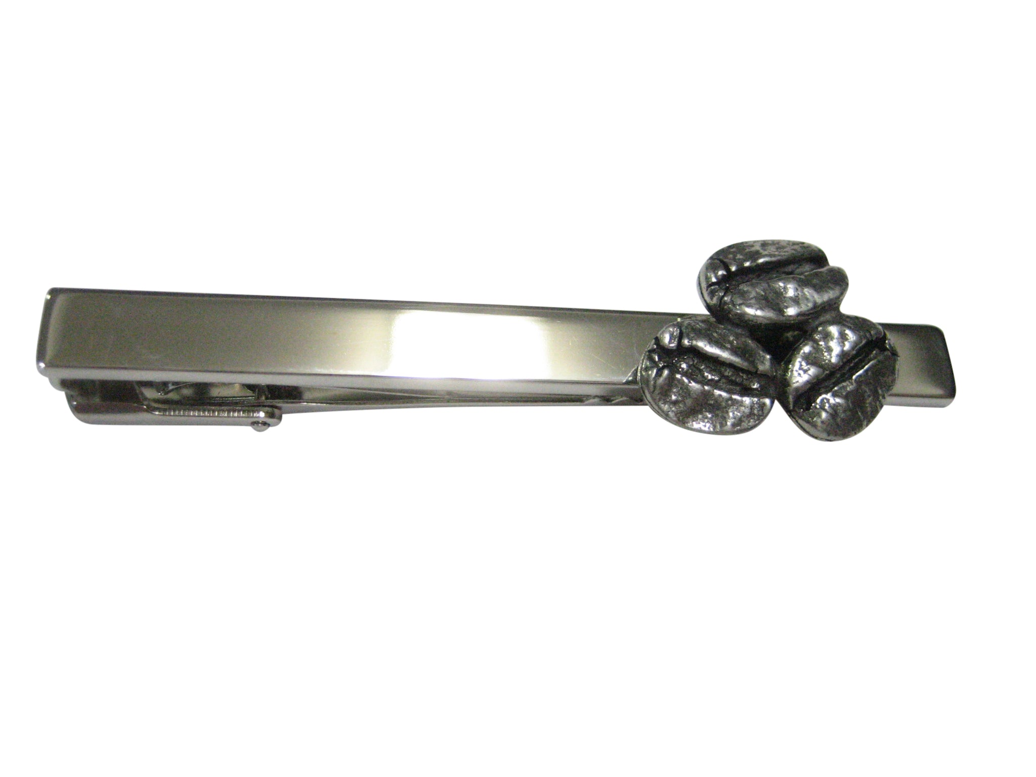 Silver Toned Coffee Beans Tie Clip