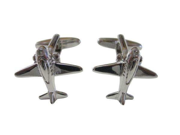 Silver Toned Commercial Plane Cufflinks