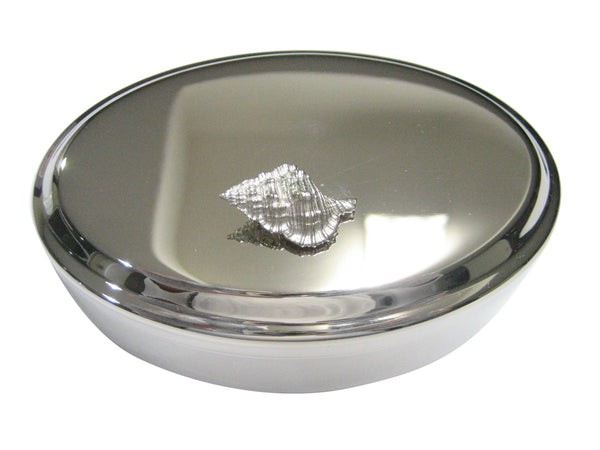 Silver Toned Conch Shell Oval Trinket Jewelry Box