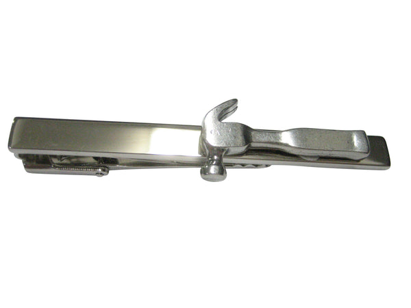 Silver Toned Construction Tool Hammer Tie Clip