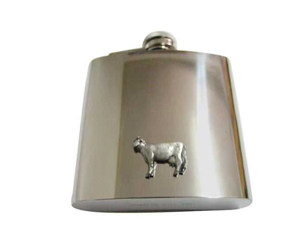 Silver Toned Cow 6 Oz. Stainless Steel Flask