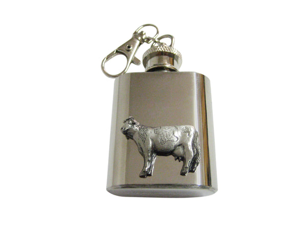 Silver Toned Cow Keychain Flask
