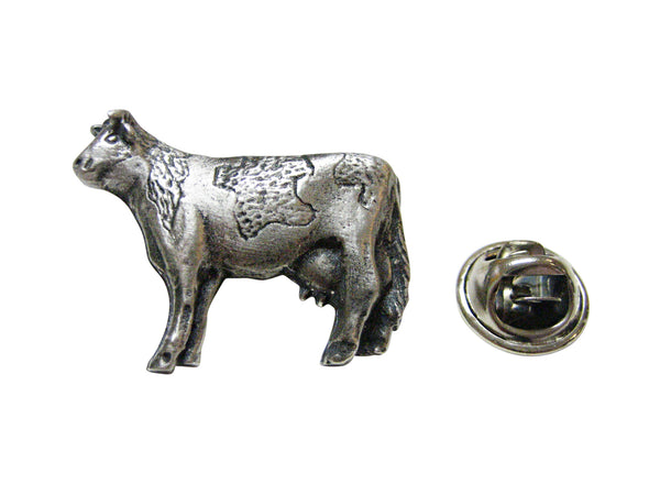 Silver Toned Cow Lapel Pin