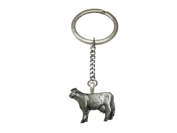 Silver Toned Cow Pendant Keychain