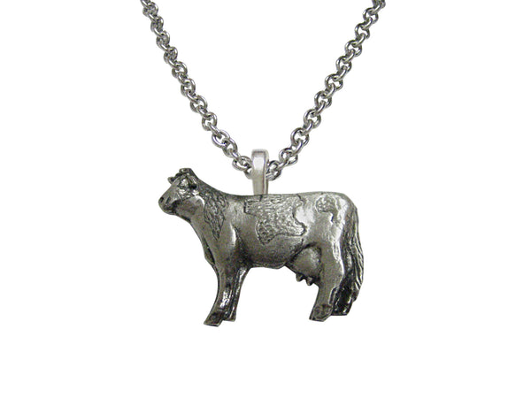 Silver Toned Cow Pendant Necklace