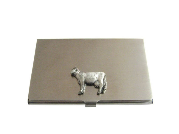 Silver Toned Cow Business Card Holder