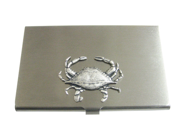 Silver Toned Crab Pendant Business Card Holder
