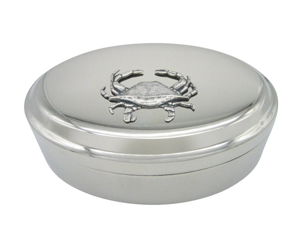 Silver Toned Crab Pendant Oval Trinket Jewelry Box