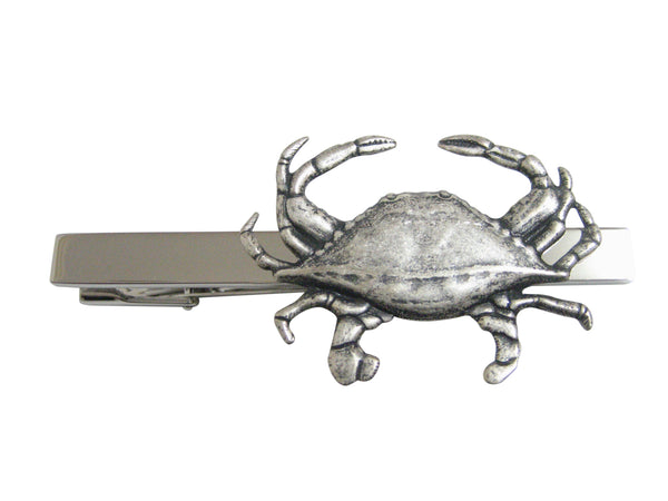 Silver Toned Crab Pendant Square Tie Clip
