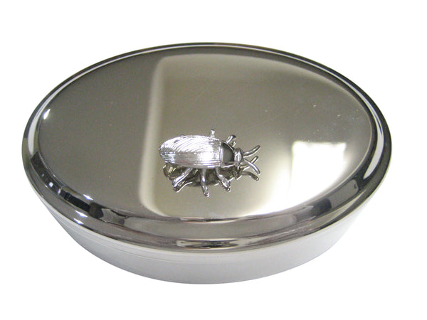 Silver Toned Creepy Bug Insect Pendant Oval Trinket Jewelry Box
