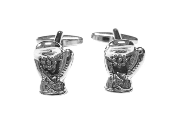 Silver Toned Crystalled Boxing Glove Cufflinks