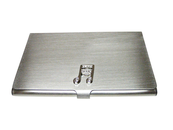 Silver Toned Crystalled Musical Note Business Card Holder