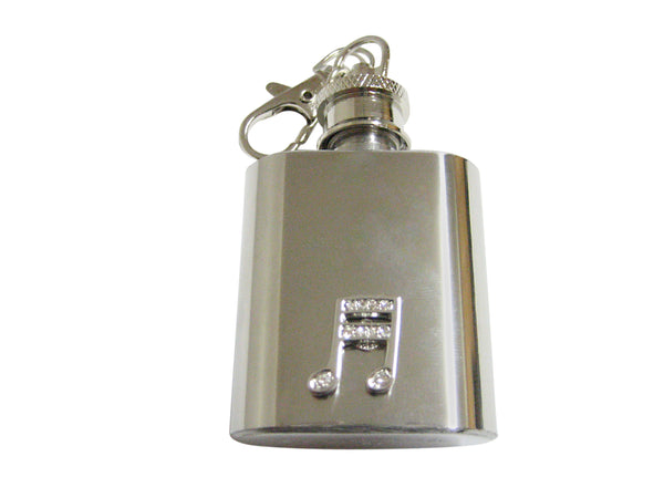 Silver Toned Crystalled Musical Note Keychain Flask