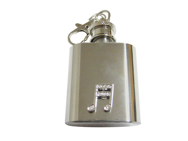 Silver Toned Crystalled Musical Note 1 Oz. Stainless Steel Key Chain Flask