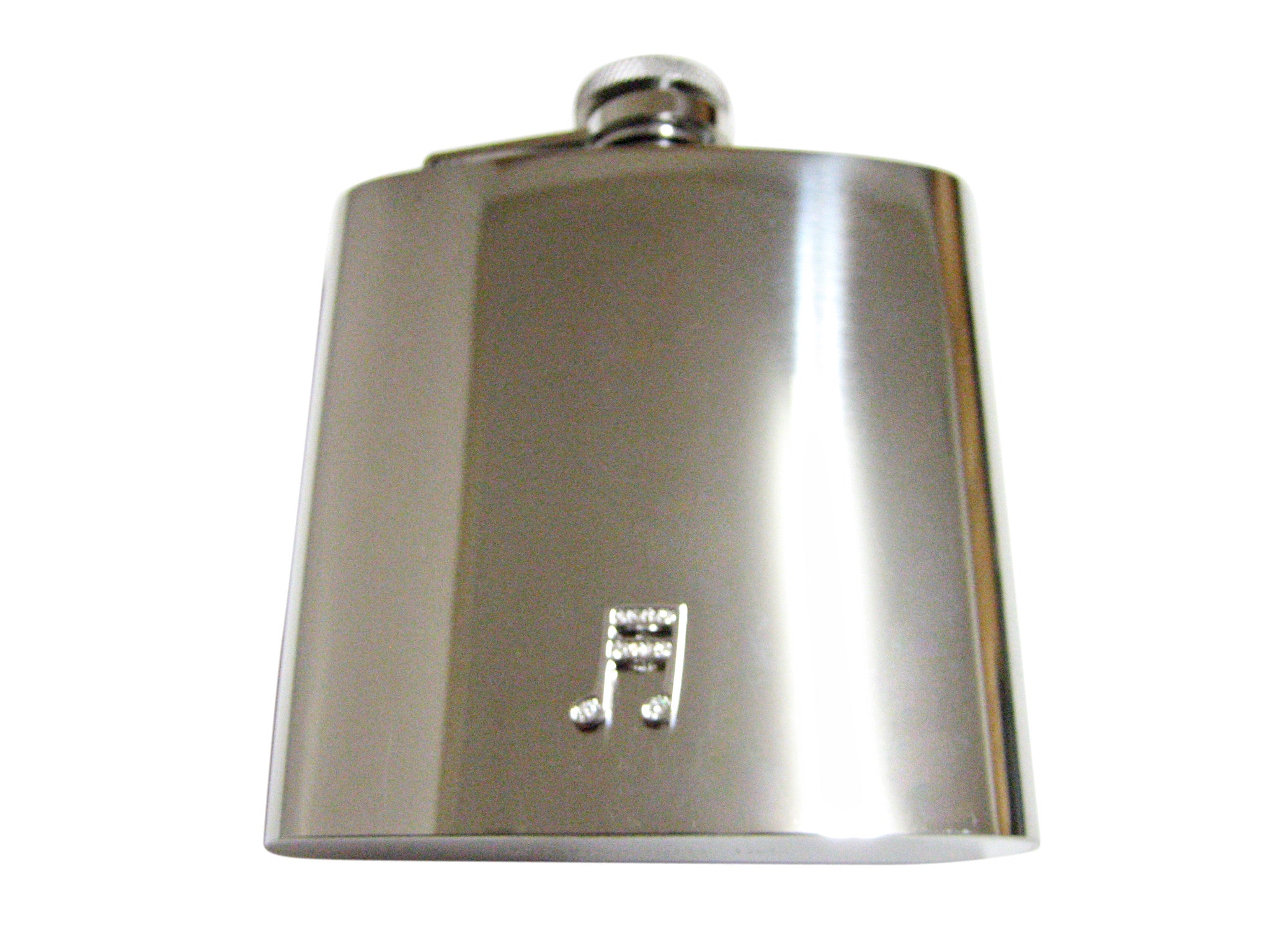 Silver Toned Crystalled Musical Note 6 Oz. Stainless Steel Flask