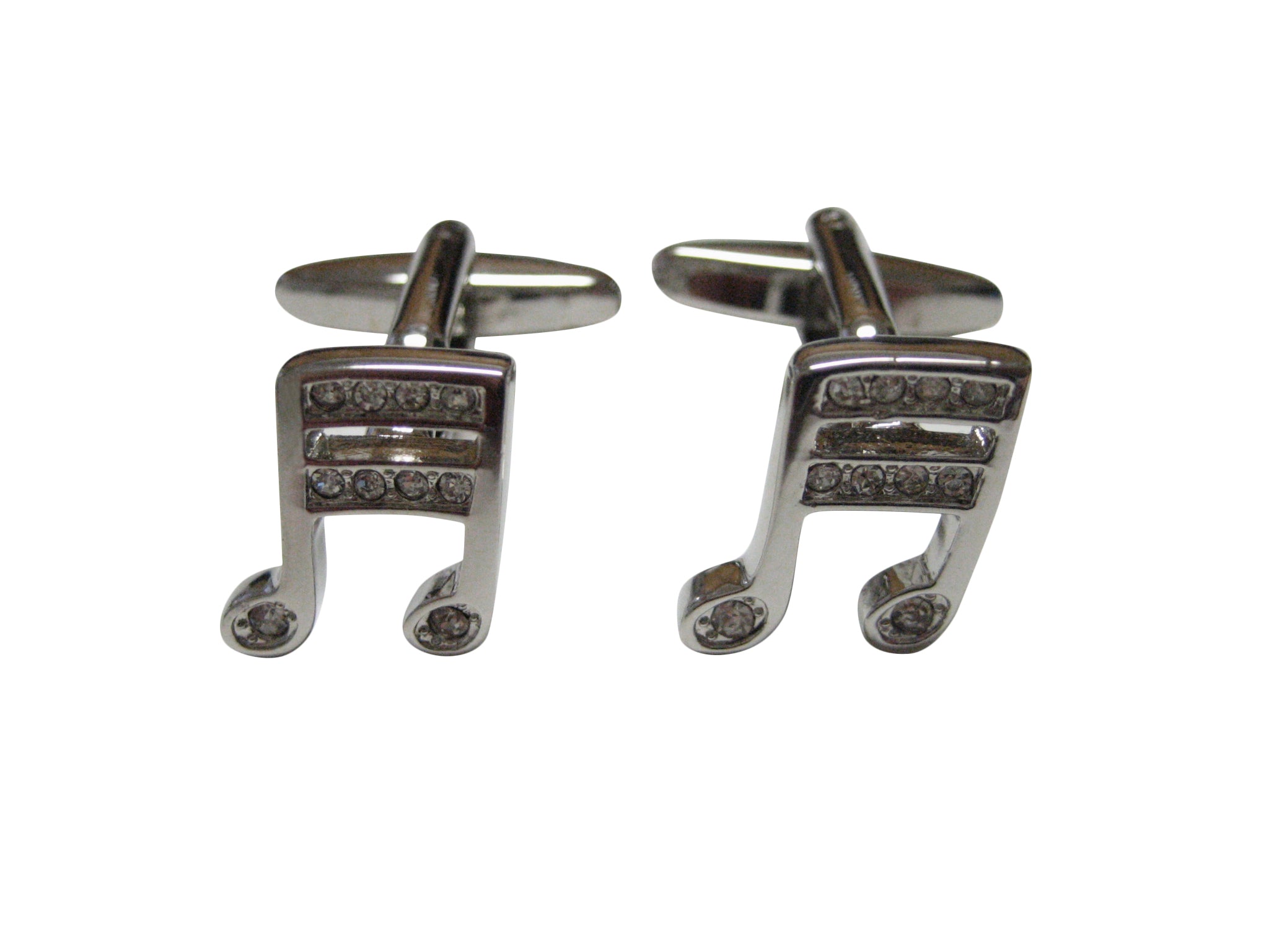 Silver Toned Crystalled Musical Notes Cufflinks